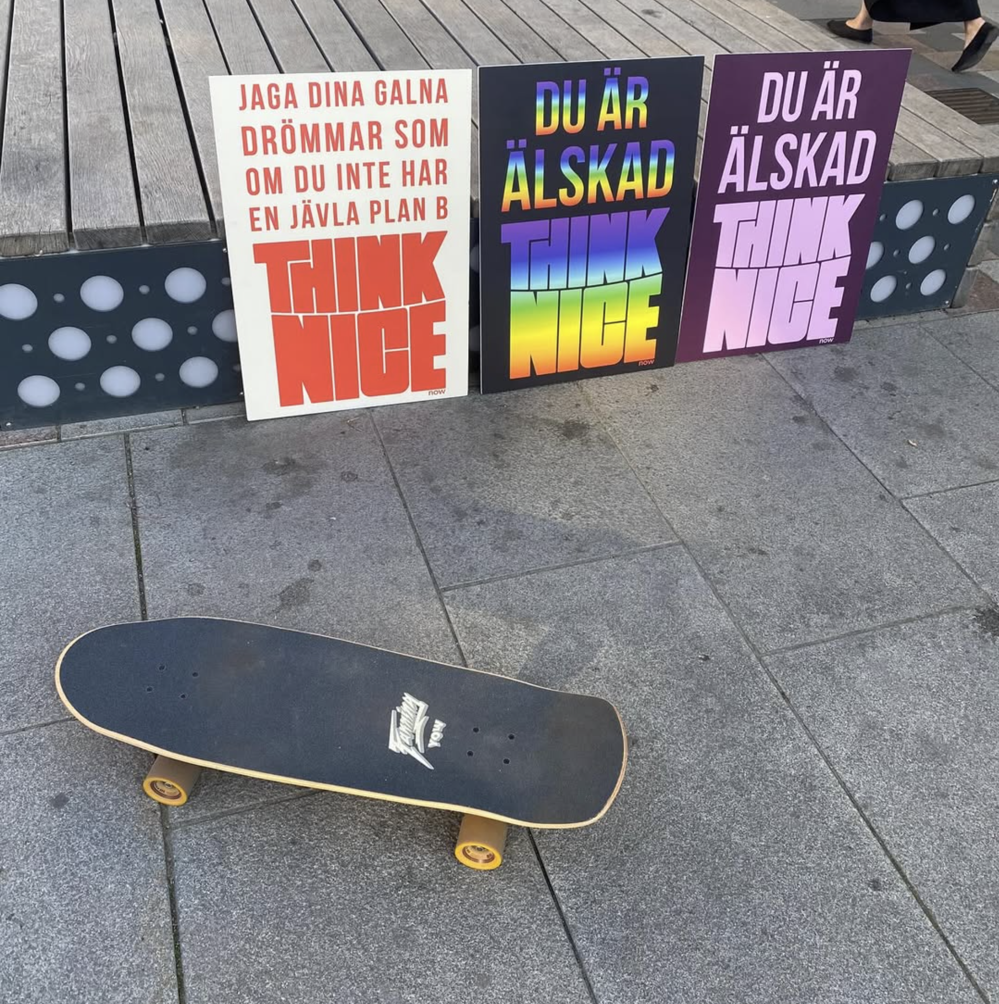 Think Nice signs in Sweden